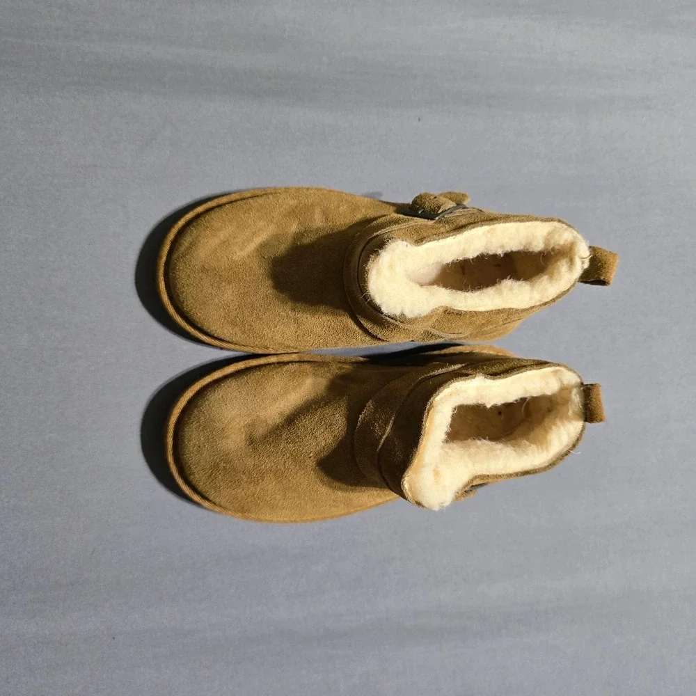 Bearpaw Pawz Kids Tan Suede Fur Lined Winter Boots Toddler Size 12